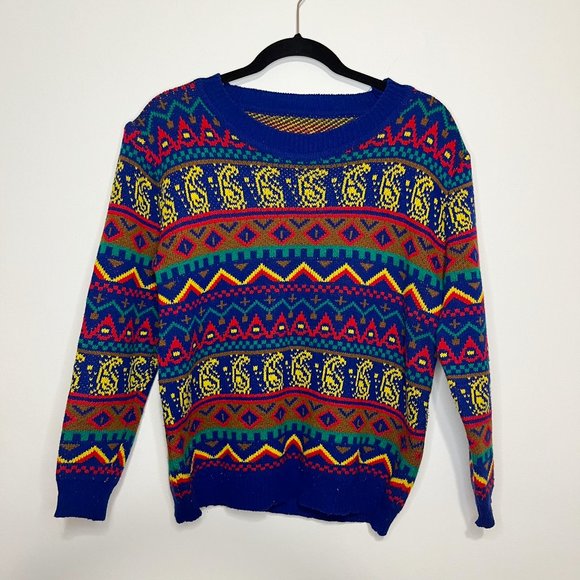 Colorful Geometric Pattern Oversized Pullover Sweater - Picture 2 of 5